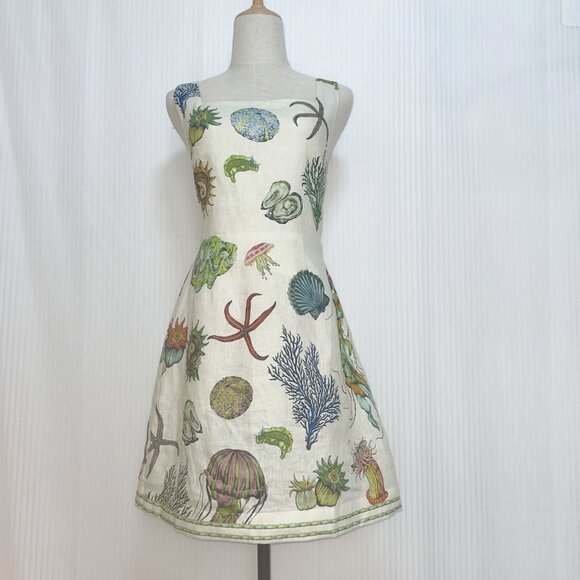 Alemais Sea Life Print Mini Dress - Cream - Picture 3 of 10